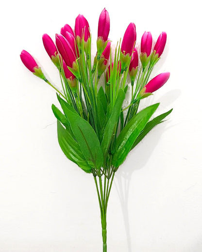 Artificial Tulip Flowers Bunches For Vase Home Decoration Items For Living Room Corner Table Top Bedroom Wedding Party Decorative Gift (Vase Not Included) Silk, 1 binch, 15 Tulips, 34 cm, Pink