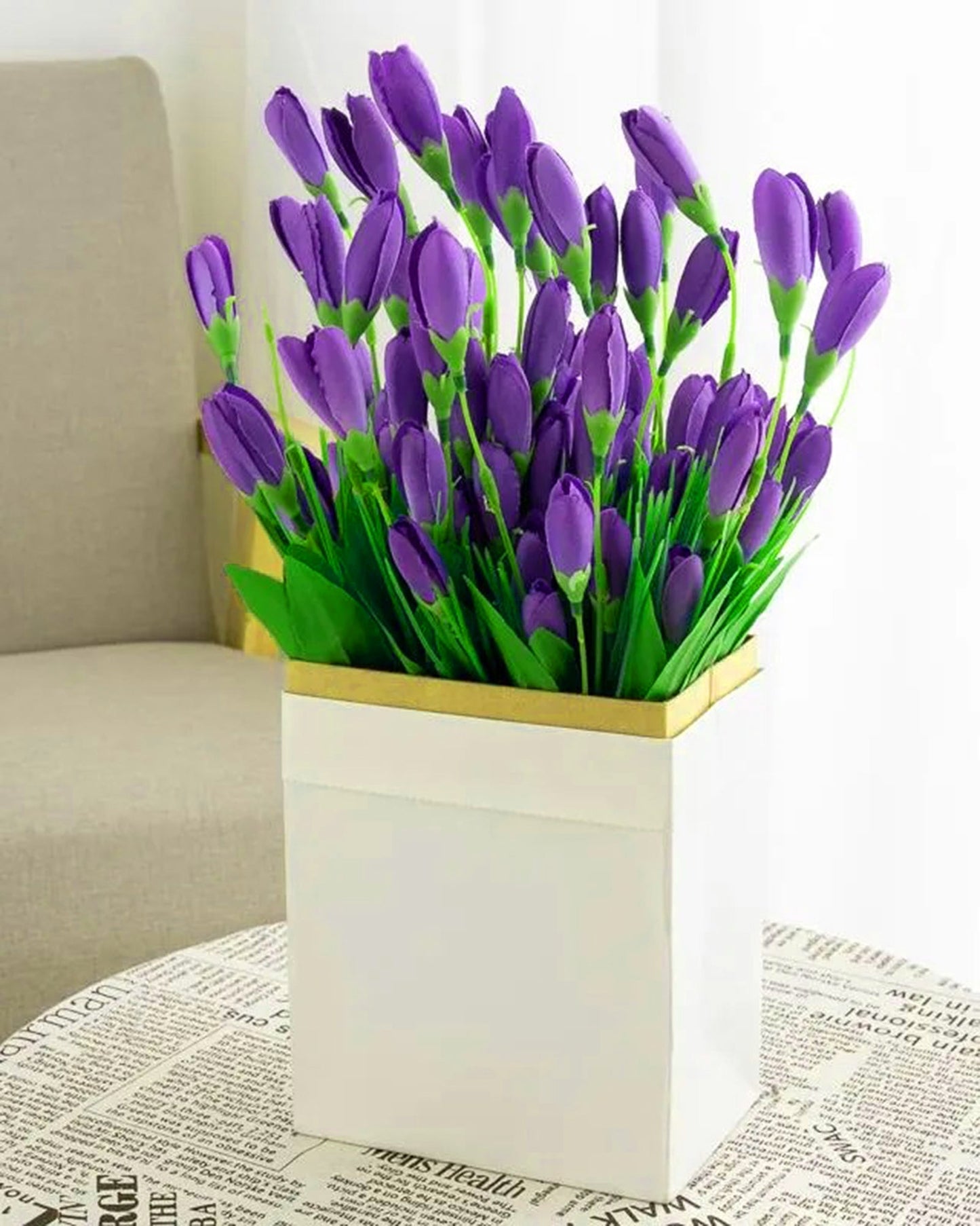 Artificial Tulip Flowers Bunches For Vase Home Decoration Items For Living Room Corner Table Top Bedroom Wedding Party Decorative Gift (Vase Not Included) Silk, 1 binch, 15 Tulips, 34 cm, Pink