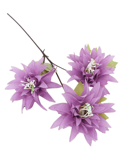 Artifical Dahlia Stick 3 Heads, 2 Sticks Fake Real Touch Flower for Living Room, Home, Office,Bedroom,Pooja, Diwali,DIY-Craft, Banquet Wedding Decoration, Snow Lotus, Brown