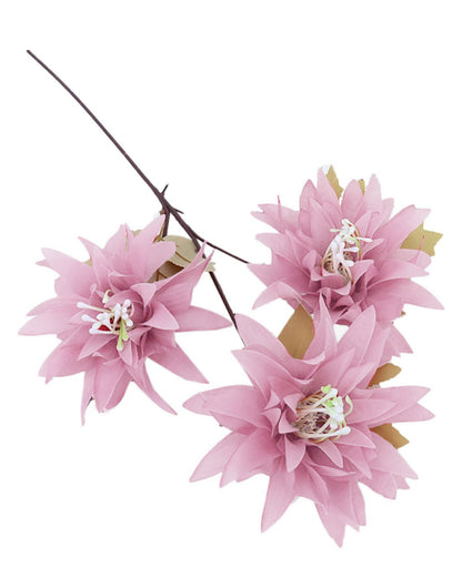 Artifical Dahlia Stick 3 Heads, 2 Sticks Fake Real Touch Flower for Living Room, Home, Office,Bedroom,Pooja, Diwali,DIY-Craft, Banquet Wedding Decoration, Snow Lotus, Brown