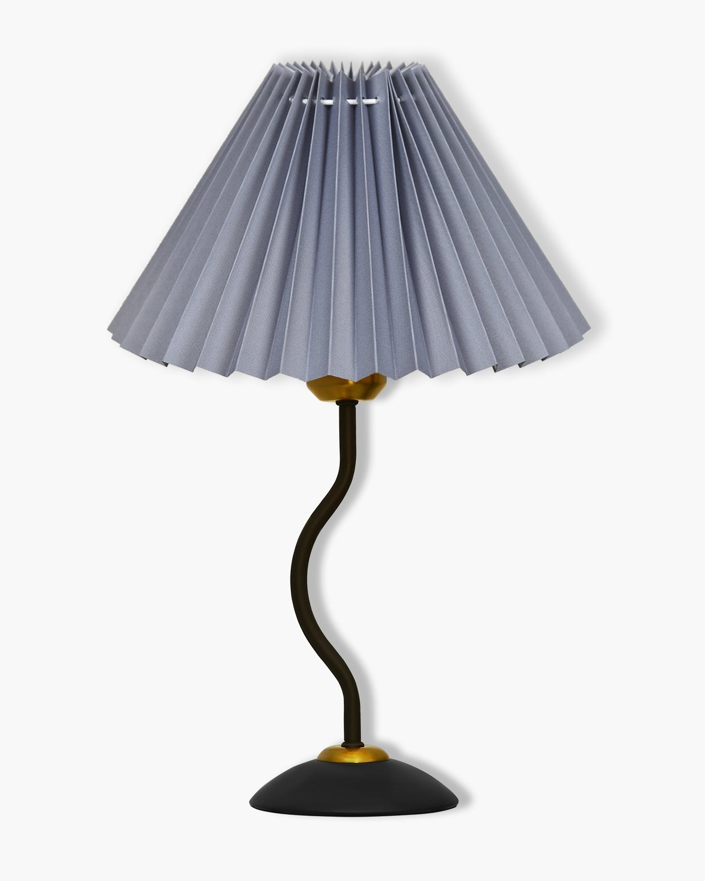 Matt Black Twister Small Pleated Lamp, Modern Bedside Nightstand/Table Lamp with Lampshade, Metal Base for Bedroom, Home Office, Living Room, Kids Dorm, E27 Holder, Pleated Jute Shade