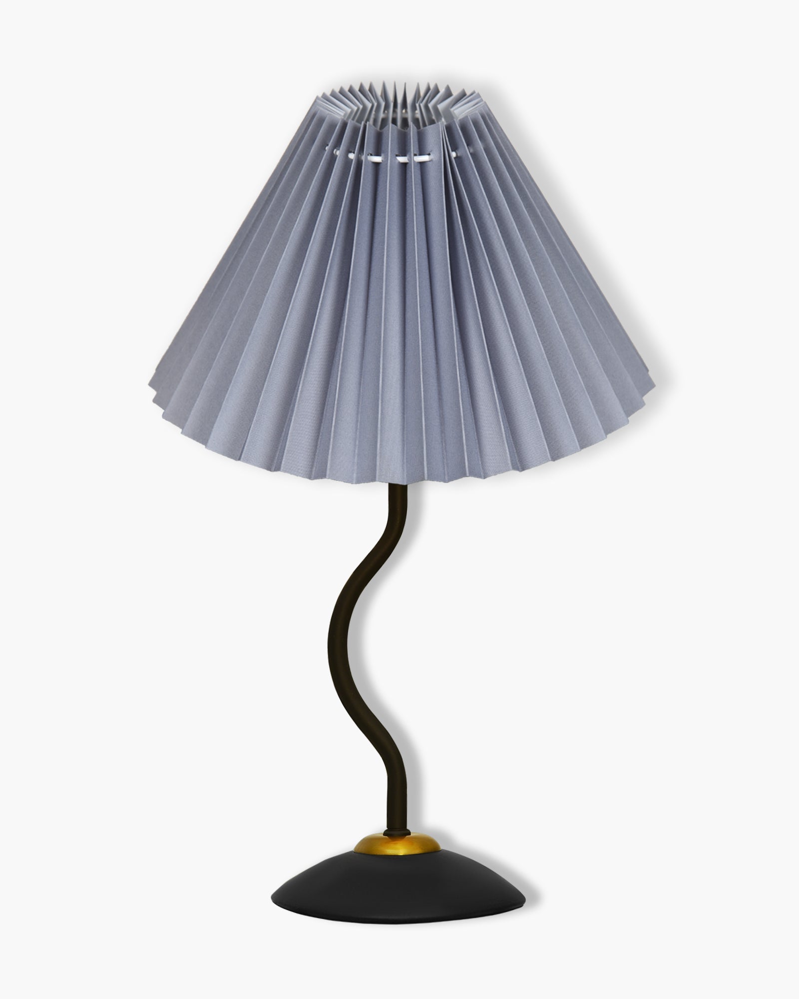Matt Black Twister Small Pleated Lamp, Modern Bedside Nightstand/Table Lamp with Lampshade, Metal Base for Bedroom, Home Office, Living Room, Kids Dorm, E27 Holder, Pleated Jute Shade