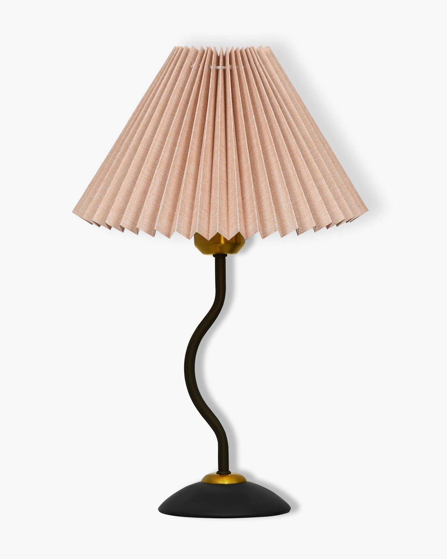 Matt Black Twister Small Pleated Lamp, Modern Bedside Nightstand/Table Lamp with Lampshade, Metal Base for Bedroom, Home Office, Living Room, Kids Dorm, E27 Holder, Pleated Jute Shade
