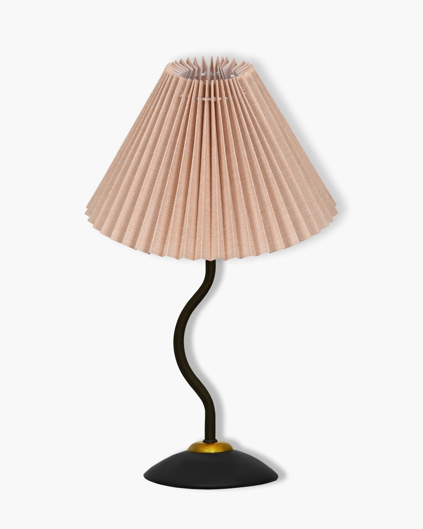 Matt Black Twister Small Pleated Lamp, Modern Bedside Nightstand/Table Lamp with Lampshade, Metal Base for Bedroom, Home Office, Living Room, Kids Dorm, E27 Holder, Pleated Jute Shade