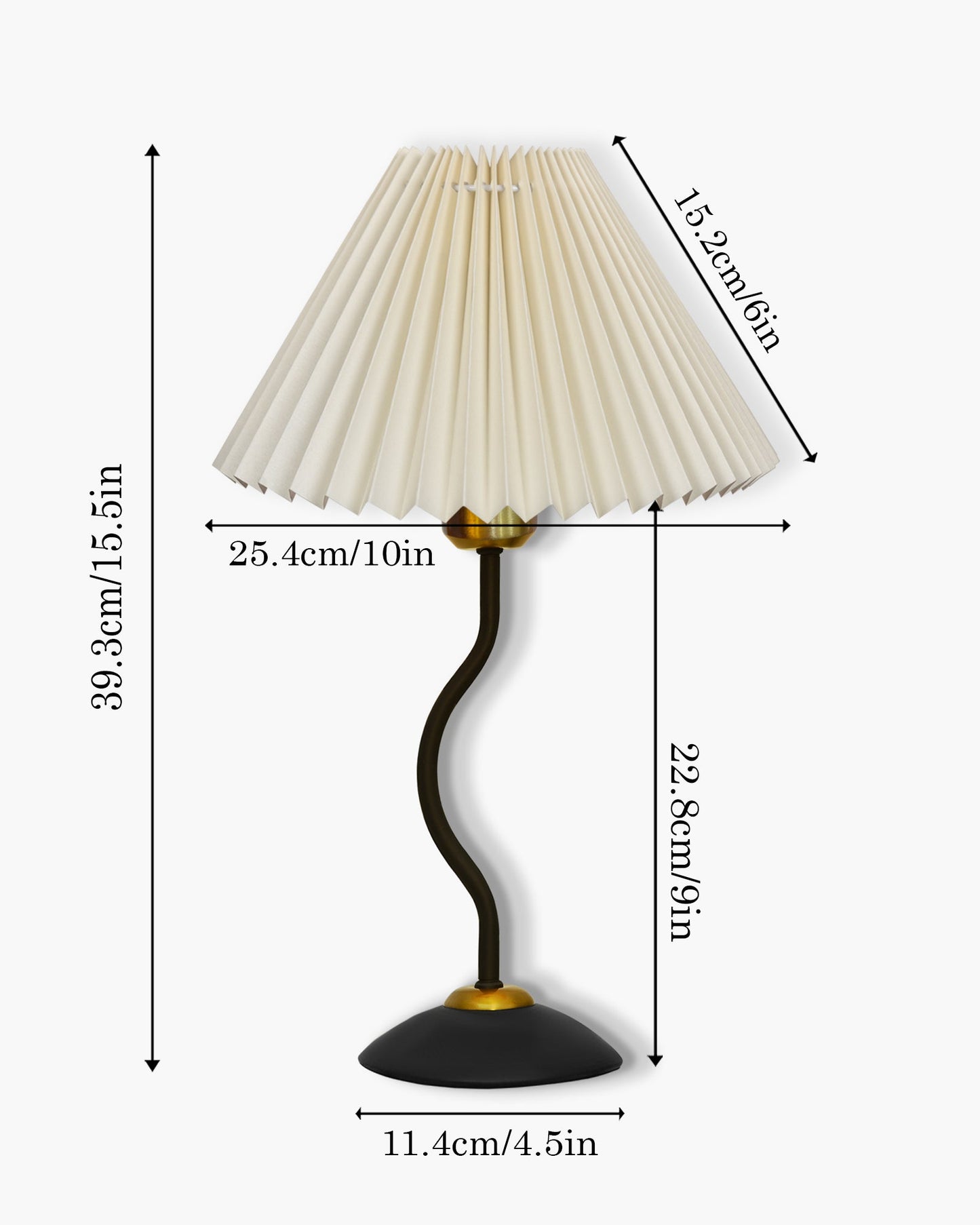 Matt Black Twister Small Pleated Lamp, Modern Bedside Nightstand/Table Lamp with Lampshade, Metal Base for Bedroom, Home Office, Living Room, Kids Dorm, E27 Holder, Pleated Jute Shade