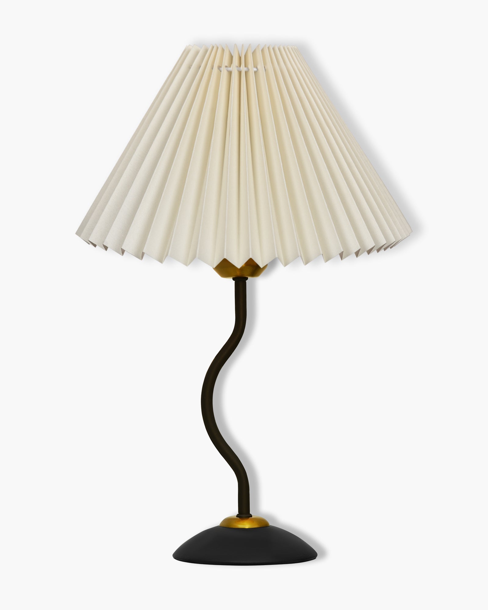 Matt Black Twister Small Pleated Lamp, Modern Bedside Nightstand/Table Lamp with Lampshade, Metal Base for Bedroom, Home Office, Living Room, Kids Dorm, E27 Holder, Pleated Jute Shade
