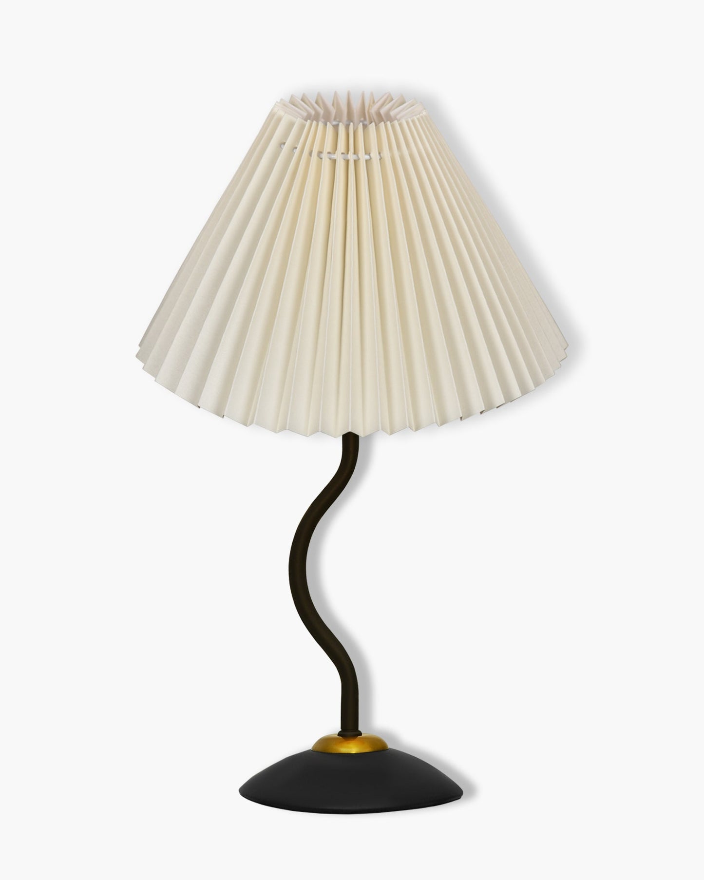 Matt Black Twister Small Pleated Lamp, Modern Bedside Nightstand/Table Lamp with Lampshade, Metal Base for Bedroom, Home Office, Living Room, Kids Dorm, E27 Holder, Pleated Jute Shade