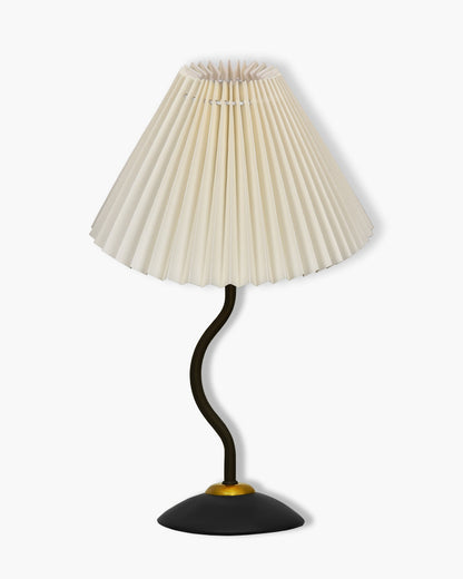 Matt Black Twister Small Pleated Lamp, Modern Bedside Nightstand/Table Lamp with Lampshade, Metal Base for Bedroom, Home Office, Living Room, Kids Dorm, E27 Holder, Pleated Jute Shade