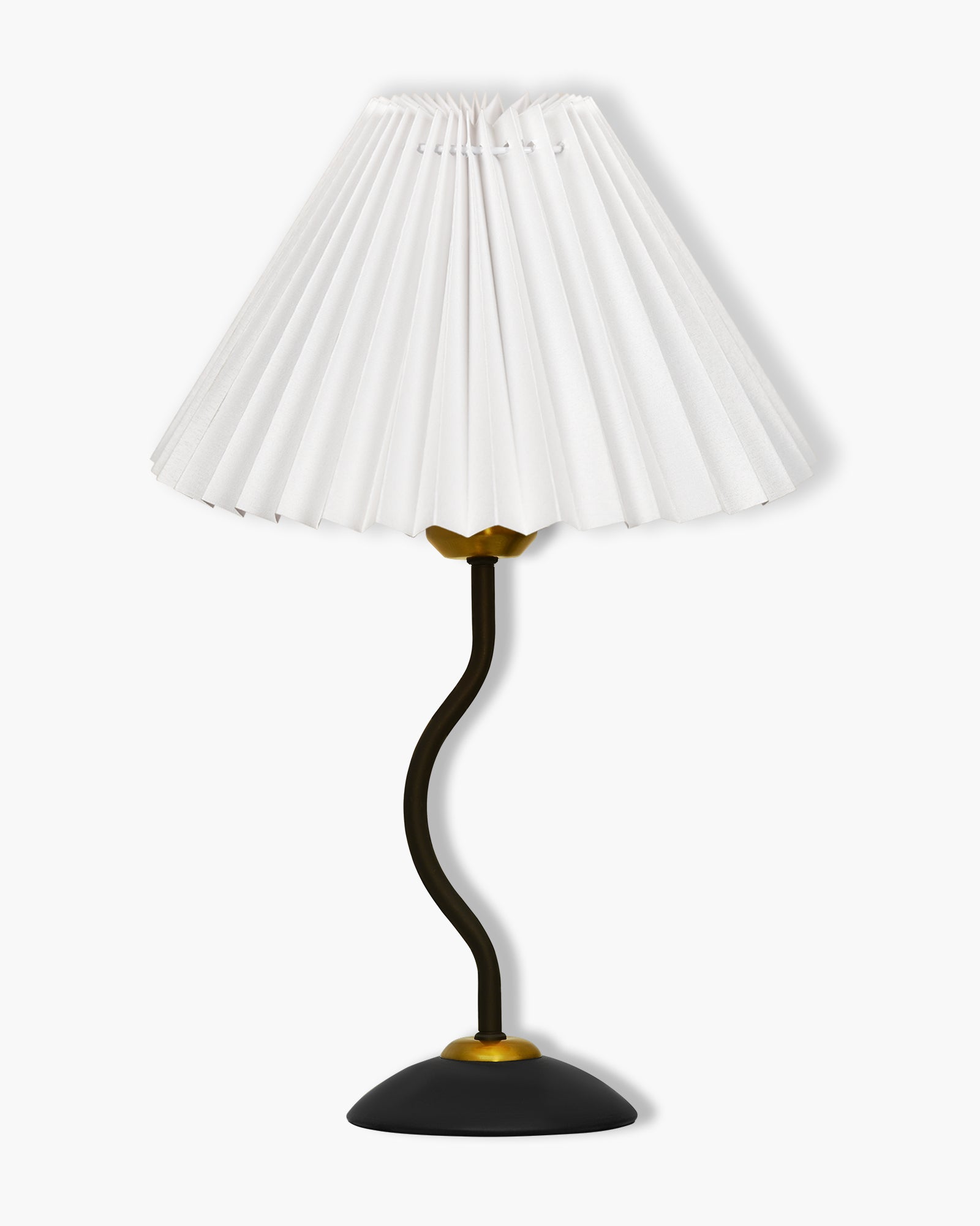 Matt Black Twister Small Pleated Lamp, Modern Bedside Nightstand/Table Lamp with Lampshade, Metal Base for Bedroom, Home Office, Living Room, Kids Dorm, E27 Holder, Pleated Jute Shade