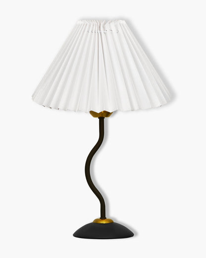 Matt Black Twister Small Pleated Lamp, Modern Bedside Nightstand/Table Lamp with Lampshade, Metal Base for Bedroom, Home Office, Living Room, Kids Dorm, E27 Holder, Pleated Jute Shade