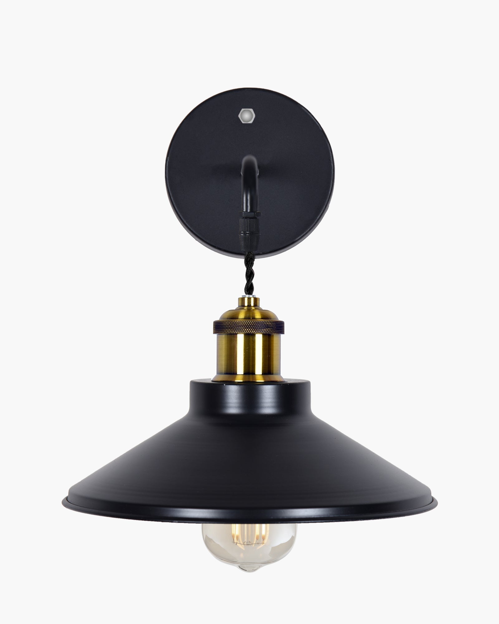 Modern Industrial Wall Sconce, Metal Cone Wall Light Fixture with Golden Holder, 1-Light Painted Wall Lamp for Bedroom, Living Room, Bathroom, Pink