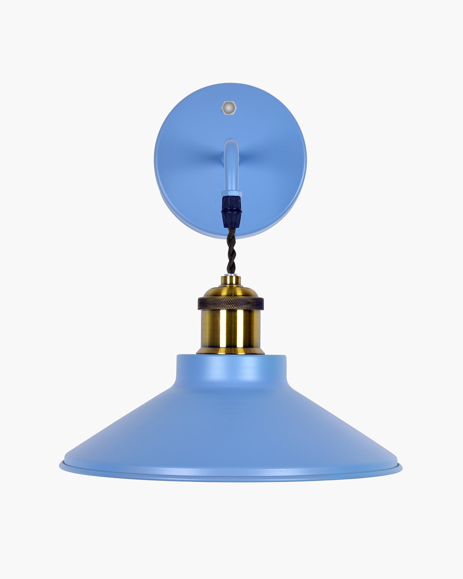 Modern Industrial Wall Sconce, Metal Cone Wall Light Fixture with Golden Holder, 1-Light Painted Wall Lamp for Bedroom, Living Room, Bathroom, Pink