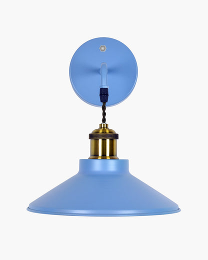 Modern Industrial Wall Sconce, Metal Cone Wall Light Fixture with Golden Holder, 1-Light Painted Wall Lamp for Bedroom, Living Room, Bathroom, Pink