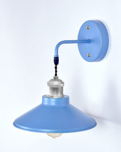Modern Industrial Wall Sconce, Metal Cone Wall Light Fixture with Golden Holder, 1-Light Painted Wall Lamp for Bedroom, Living Room, Bathroom, Pink
