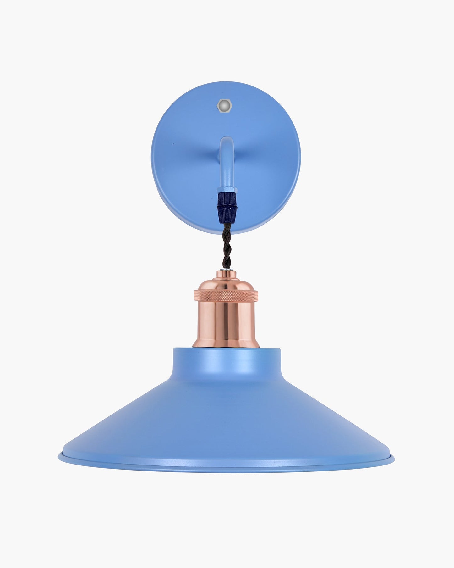 Modern Industrial Wall Sconce, Metal Cone Wall Light Fixture with Golden Holder, 1-Light Painted Wall Lamp for Bedroom, Living Room, Bathroom, Pink