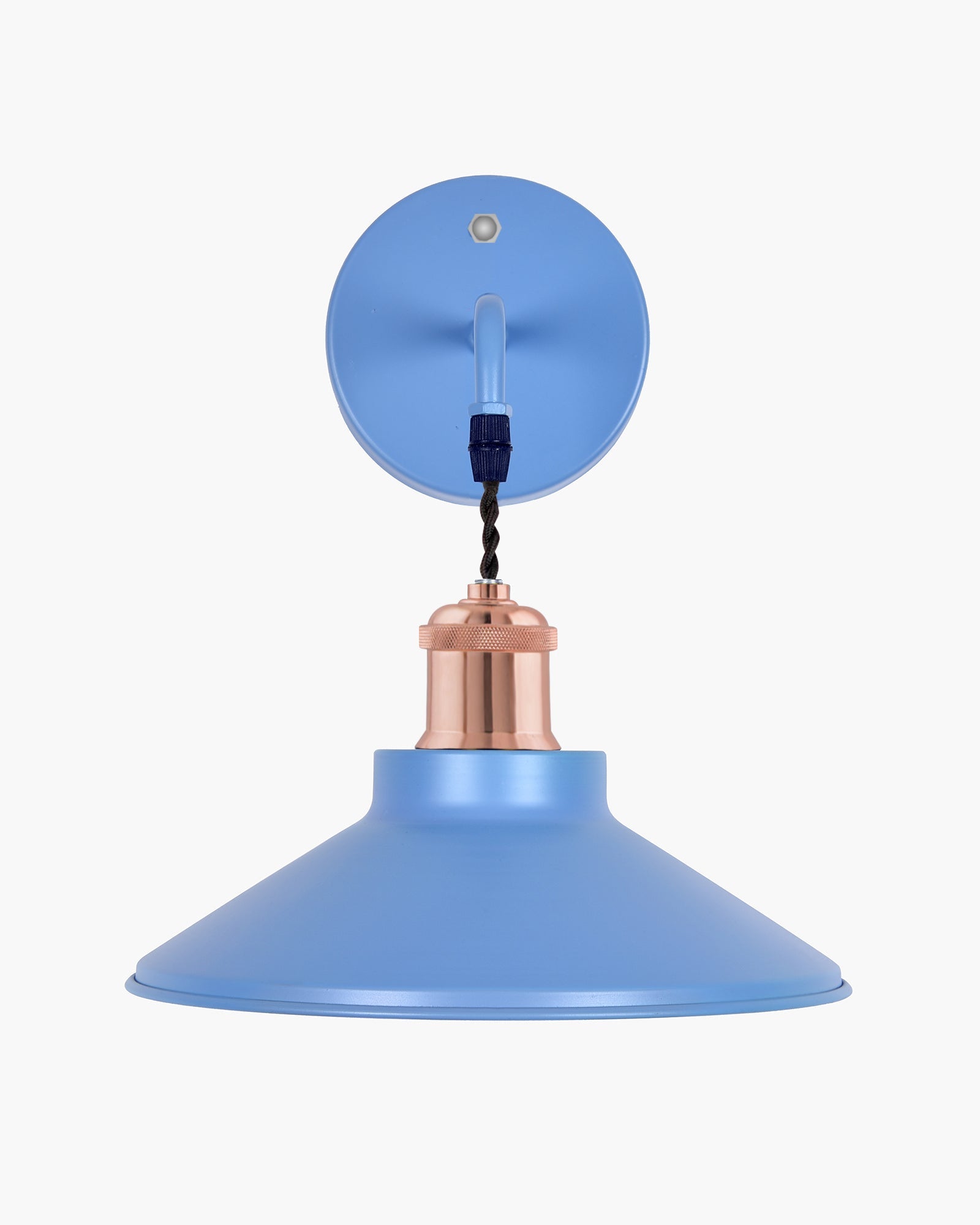 Modern Industrial Wall Sconce, Metal Cone Wall Light Fixture with Golden Holder, 1-Light Painted Wall Lamp for Bedroom, Living Room, Bathroom, Pink