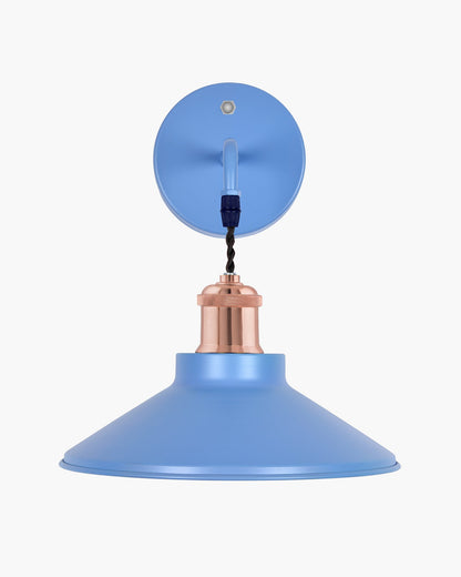 Modern Industrial Wall Sconce, Metal Cone Wall Light Fixture with Golden Holder, 1-Light Painted Wall Lamp for Bedroom, Living Room, Bathroom, Pink