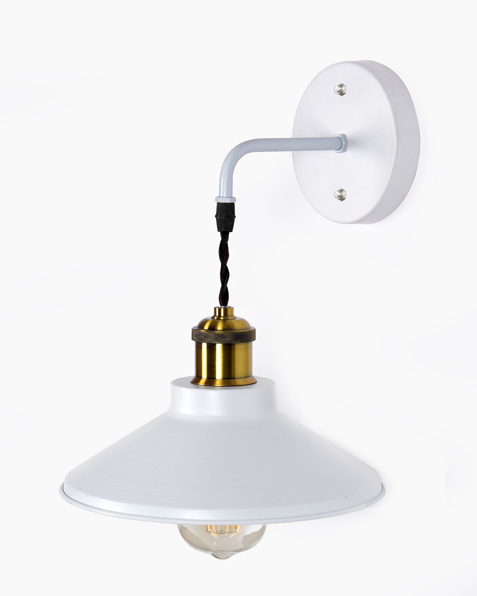 Modern Industrial Wall Sconce, Metal Cone Wall Light Fixture with Golden Holder, 1-Light Painted Wall Lamp for Bedroom, Living Room, Bathroom, Pink