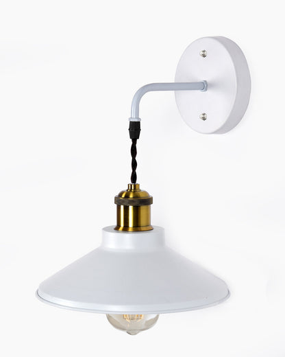Modern Industrial Wall Sconce, Metal Cone Wall Light Fixture with Golden Holder, 1-Light Painted Wall Lamp for Bedroom, Living Room, Bathroom, Pink