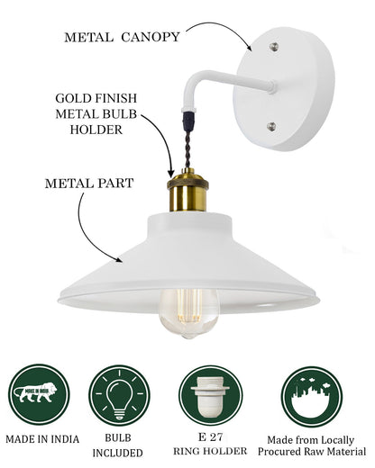 Modern Industrial Wall Sconce, Metal Cone Wall Light Fixture with Golden Holder, 1-Light Painted Wall Lamp for Bedroom, Living Room, Bathroom, Pink