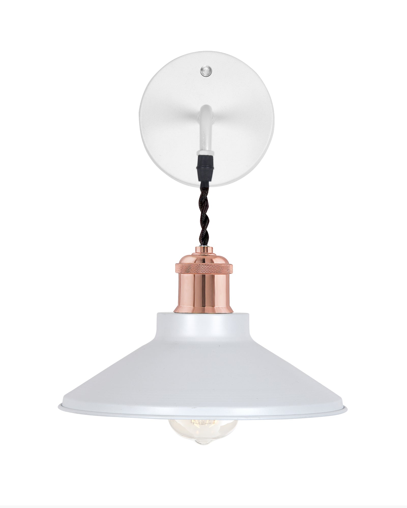Modern Industrial Wall Sconce, Metal Cone Wall Light Fixture with Golden Holder, 1-Light Painted Wall Lamp for Bedroom, Living Room, Bathroom, Pink