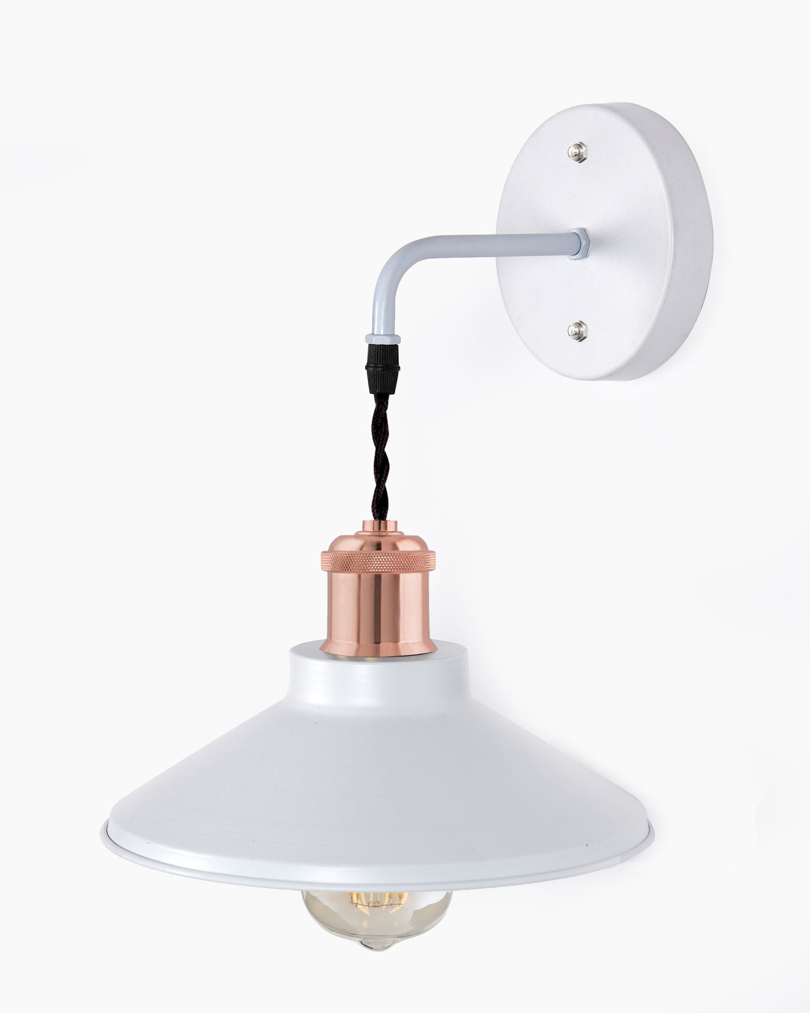 Modern Industrial Wall Sconce, Metal Cone Wall Light Fixture with Golden Holder, 1-Light Painted Wall Lamp for Bedroom, Living Room, Bathroom, Pink