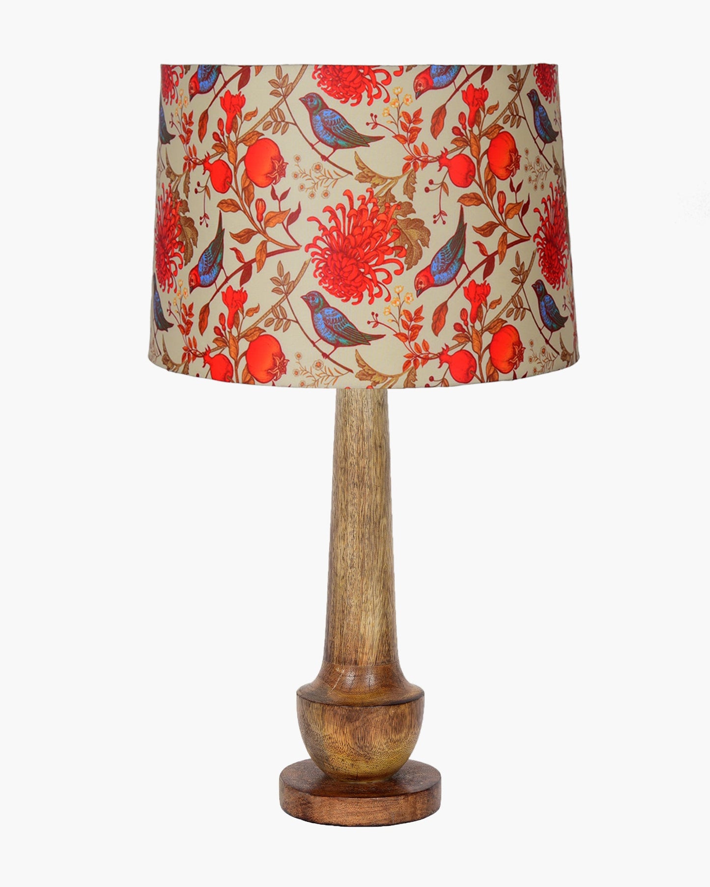 Rustic Turnip Wood Table lamp for home, Bedside farmhouse Living Room Light, Khadi fabric shade