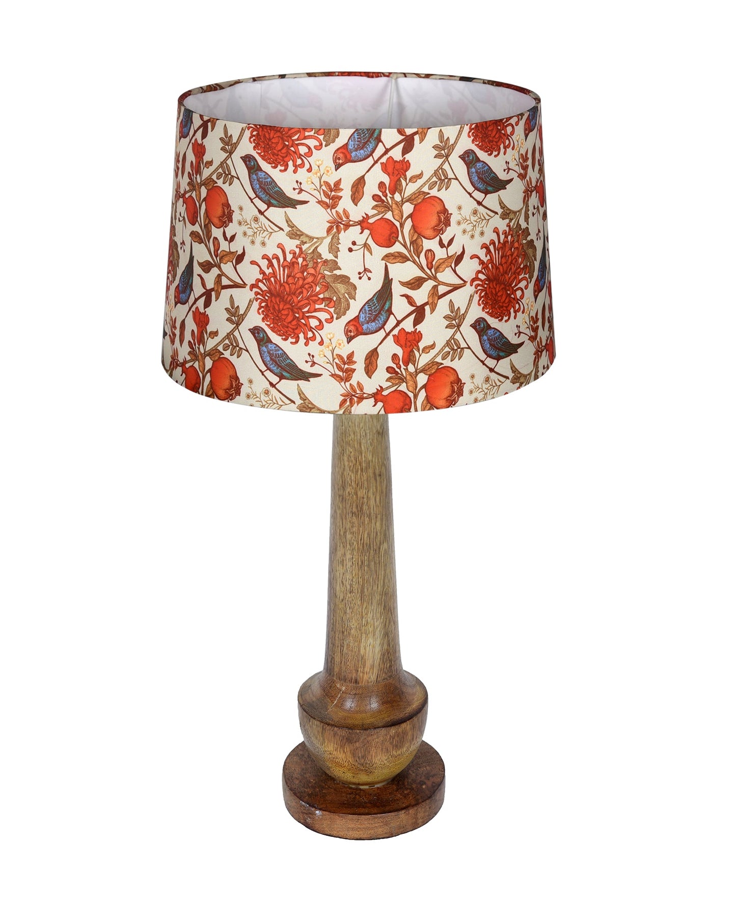 Rustic Turnip Wood Table lamp for home, Bedside farmhouse Living Room Light, Khadi fabric shade