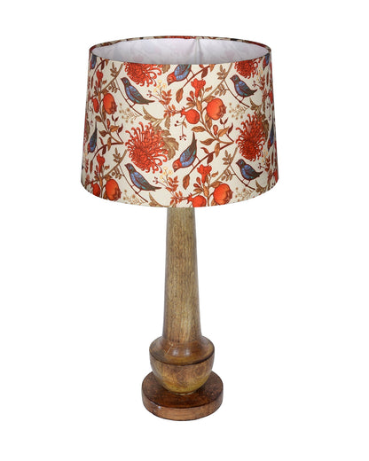 Rustic Turnip Wood Table lamp for home, Bedside farmhouse Living Room Light, Khadi fabric shade