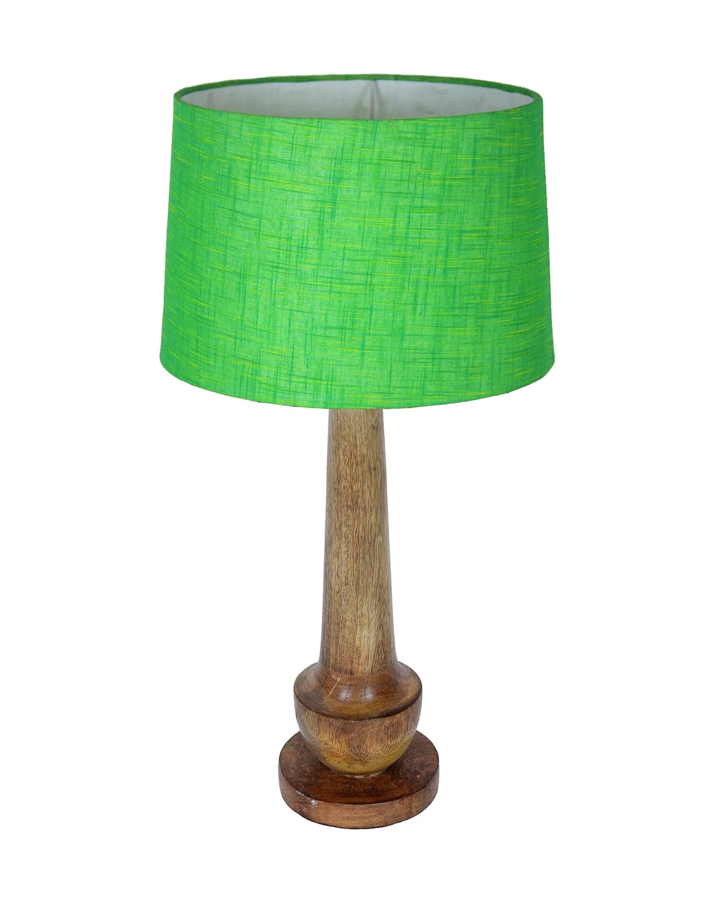 Rustic Turnip Wood Table lamp for home, Bedside farmhouse Living Room Light, Khadi fabric shade