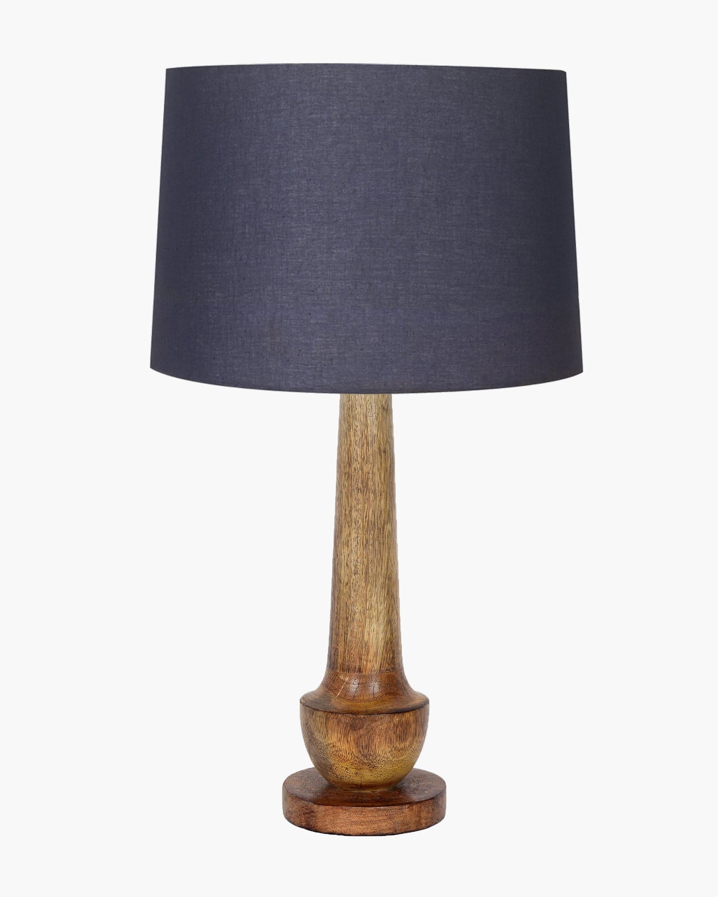Rustic Turnip Wood Table lamp for home, Bedside farmhouse Living Room Light, Khadi fabric shade