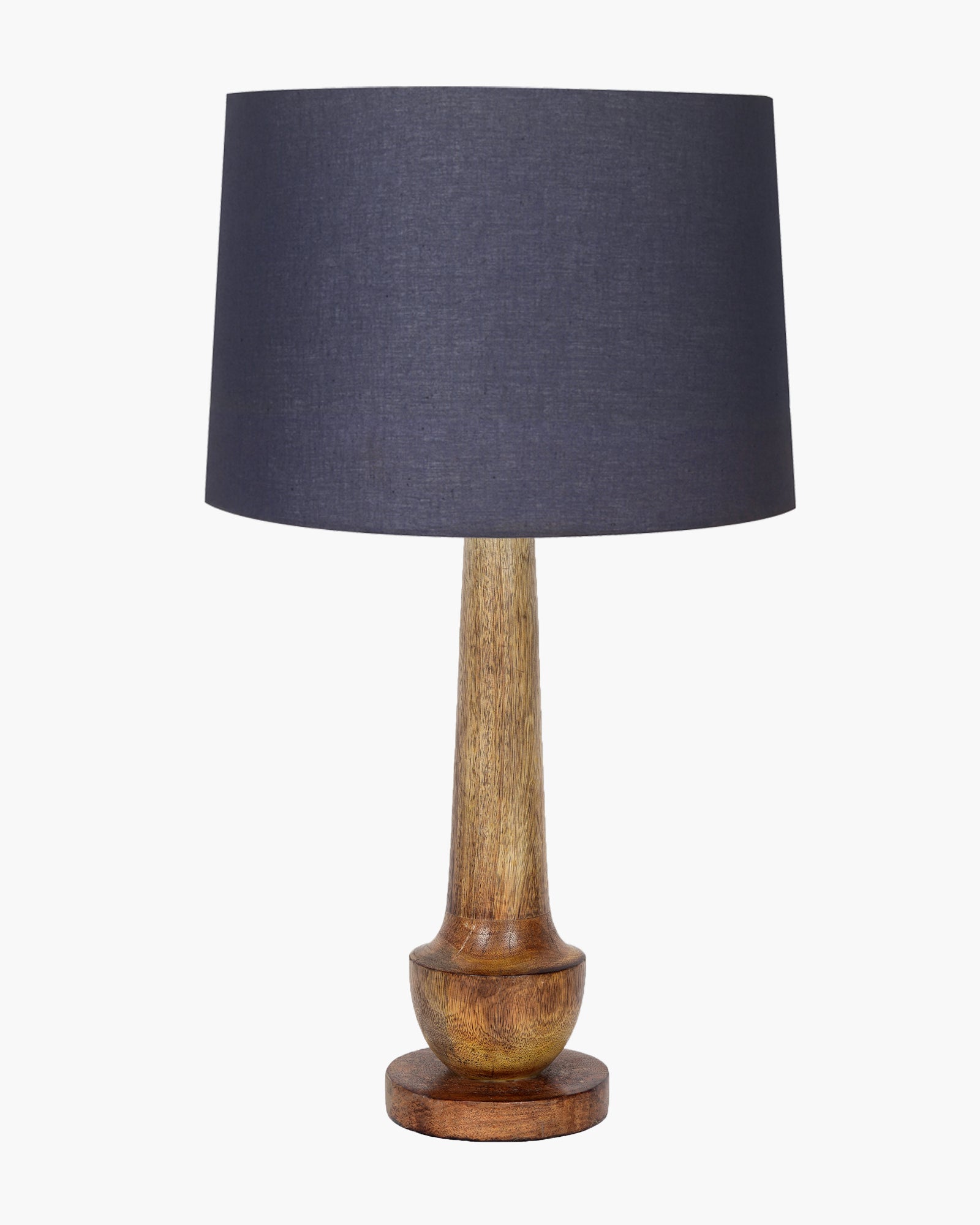 Rustic Turnip Wood Table lamp for home, Bedside farmhouse Living Room Light, Khadi fabric shade