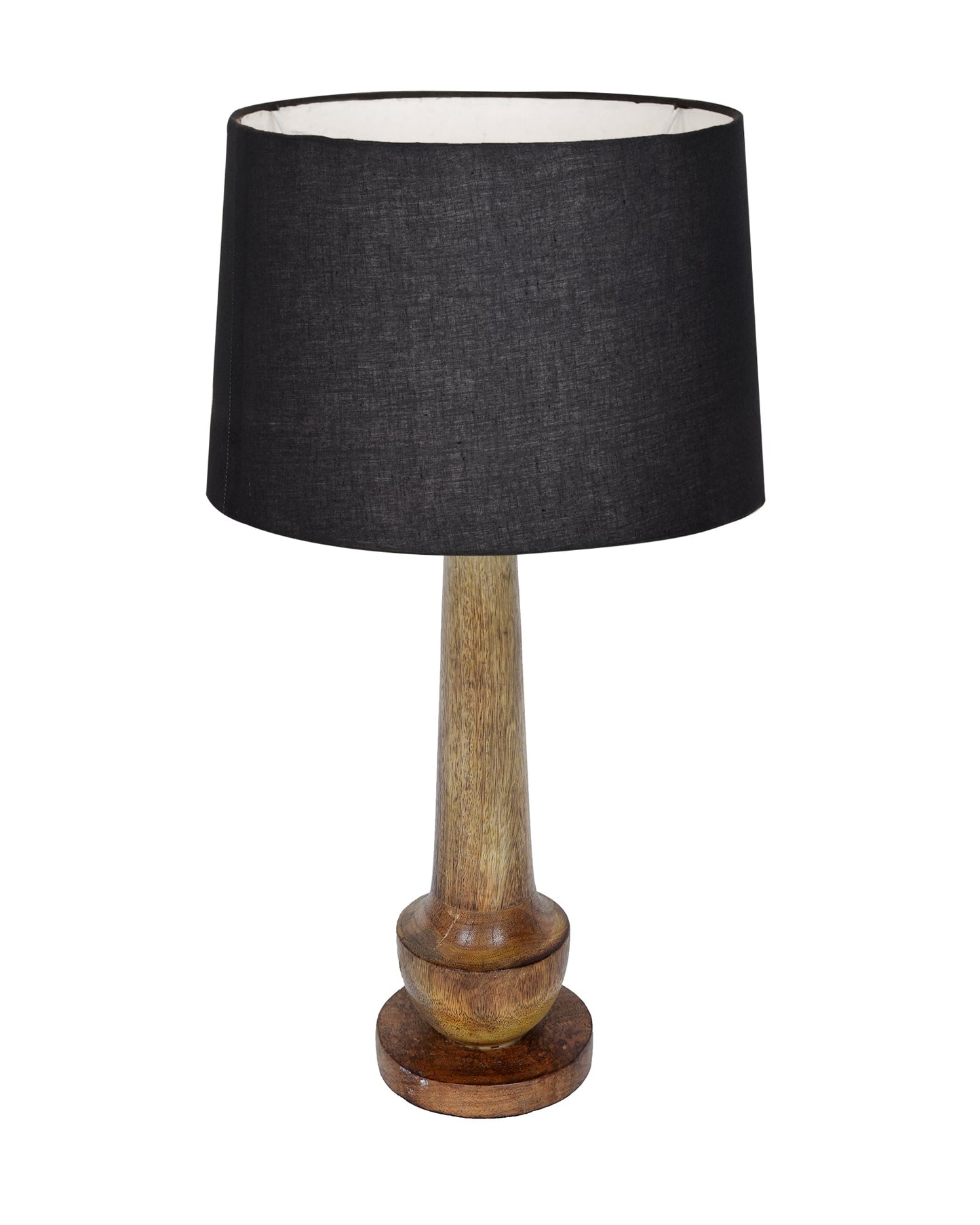 Rustic Turnip Wood Table lamp for home, Bedside farmhouse Living Room Light, Khadi fabric shade