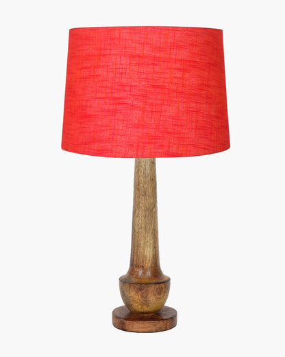 Rustic Turnip Wood Table lamp for home, Bedside farmhouse Living Room Light, Khadi fabric shade