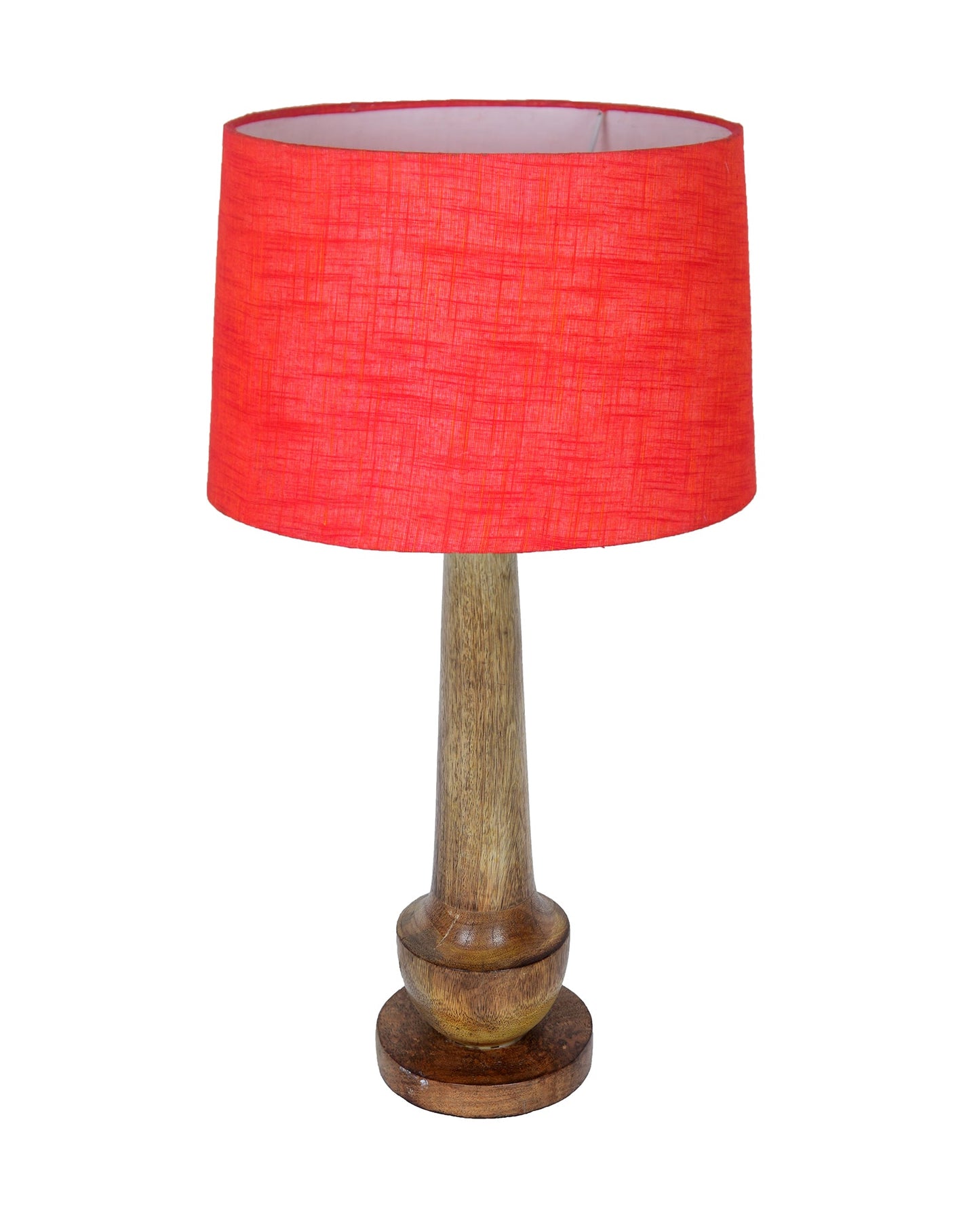 Rustic Turnip Wood Table lamp for home, Bedside farmhouse Living Room Light, Khadi fabric shade
