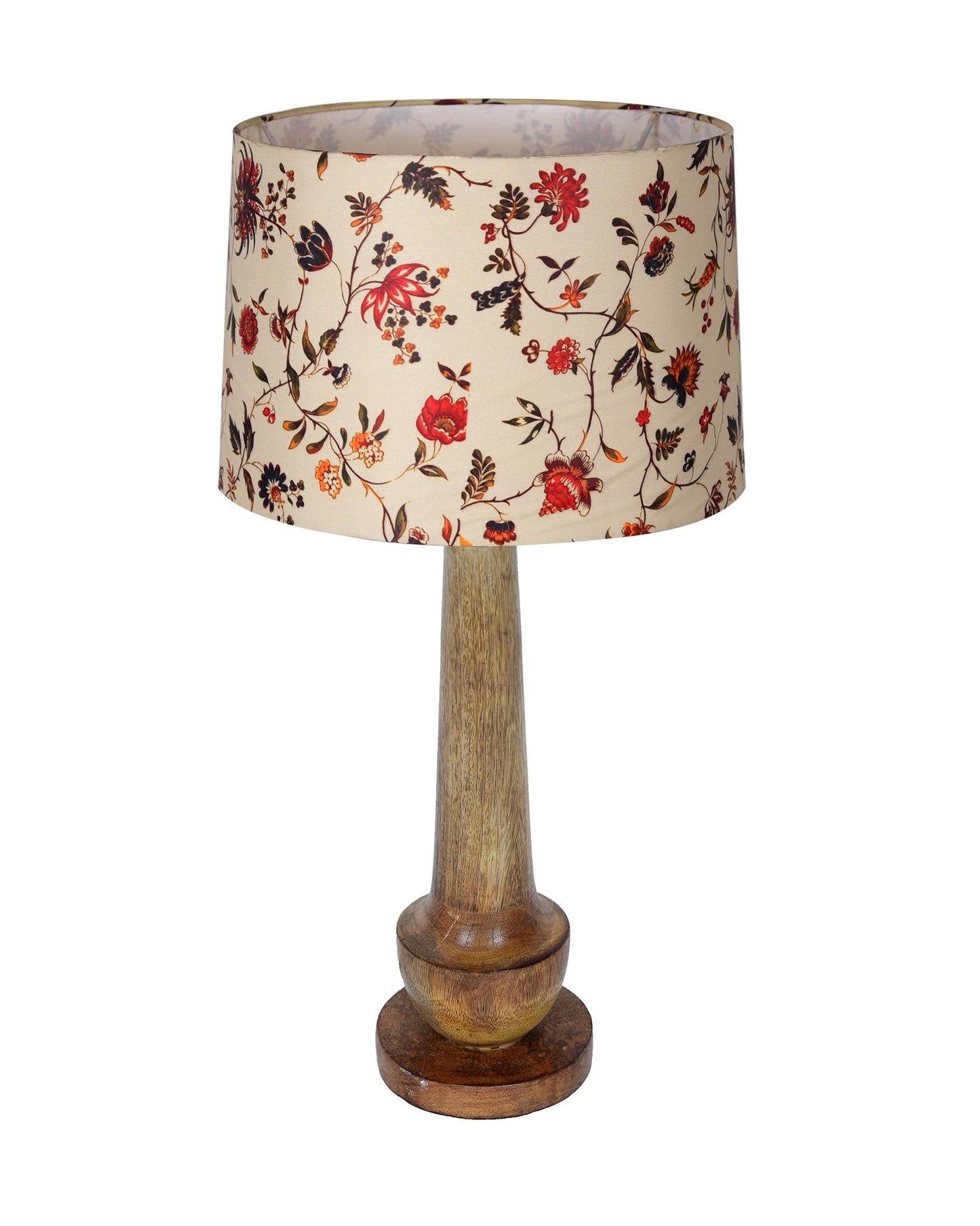 Rustic Turnip Wood Table lamp for home, Bedside farmhouse Living Room Light, Khadi fabric shade