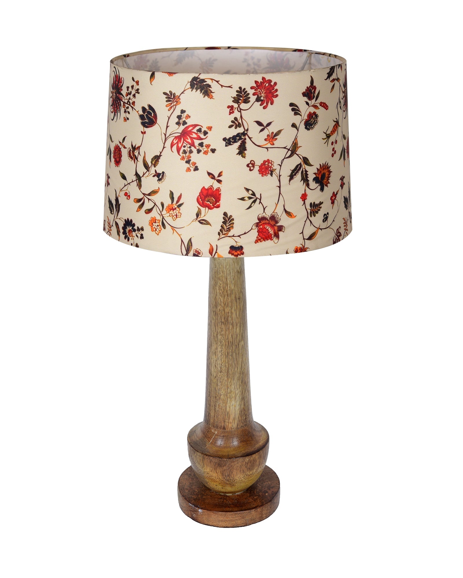 Rustic Turnip Wood Table lamp for home, Bedside farmhouse Living Room Light, Khadi fabric shade