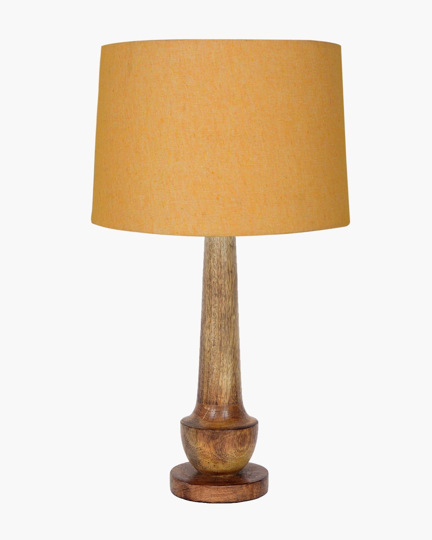 Rustic Turnip Wood Table lamp for home, Bedside farmhouse Living Room Light, Khadi fabric shade