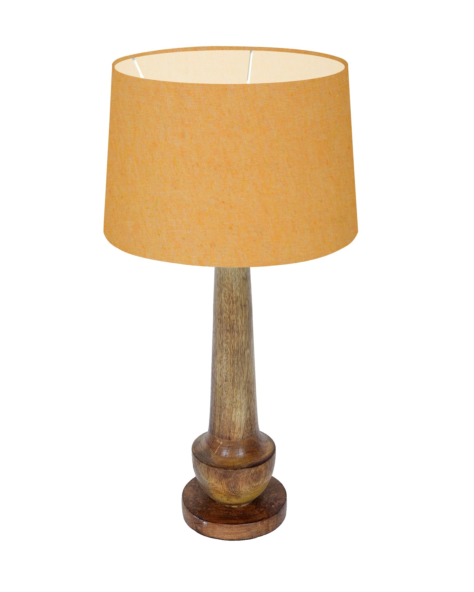 Rustic Turnip Wood Table lamp for home, Bedside farmhouse Living Room Light, Khadi fabric shade