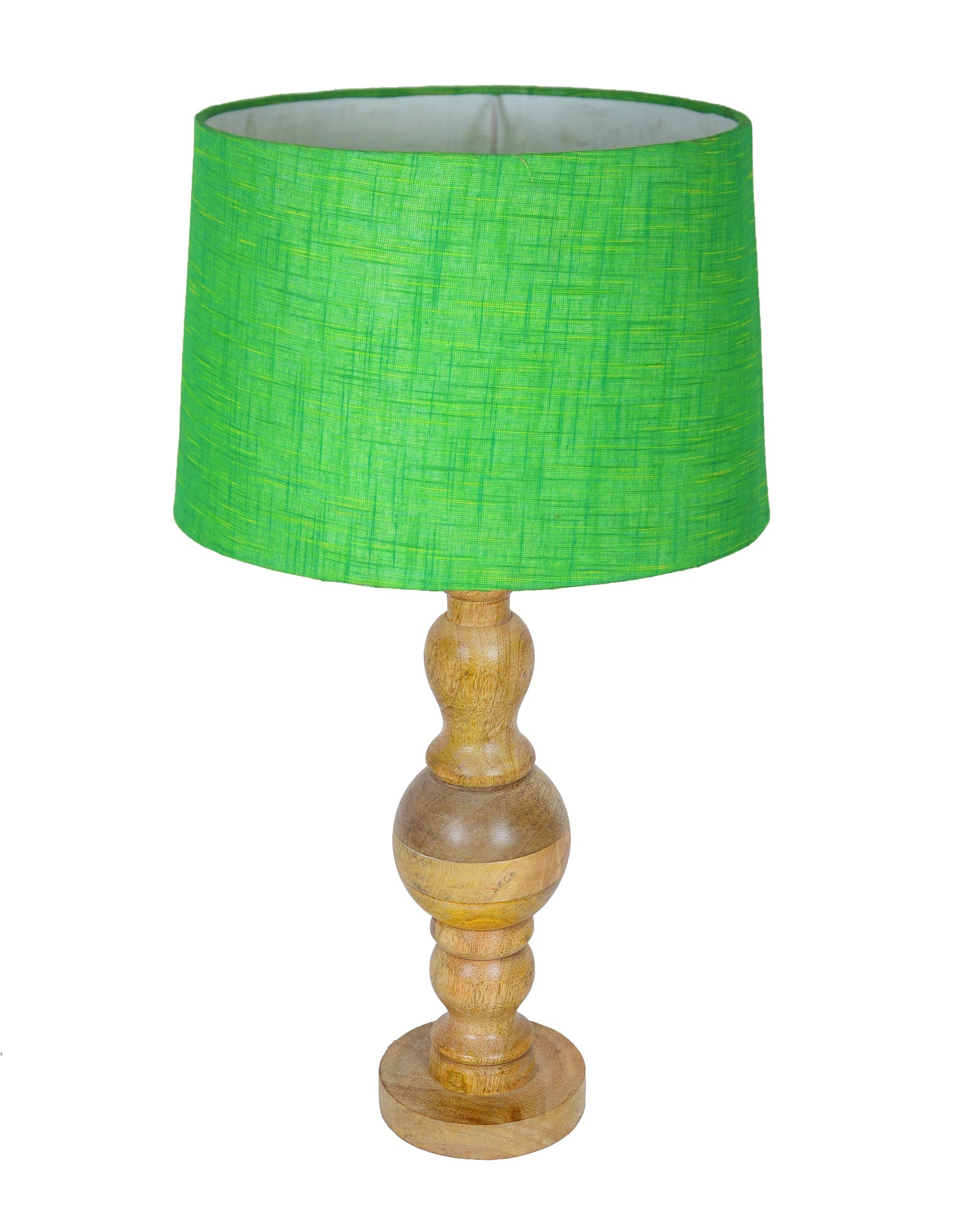 Industrial Wood Bubble Bedside Table Lamp, farmhouse Living Room Light, Khadi Drum Shade