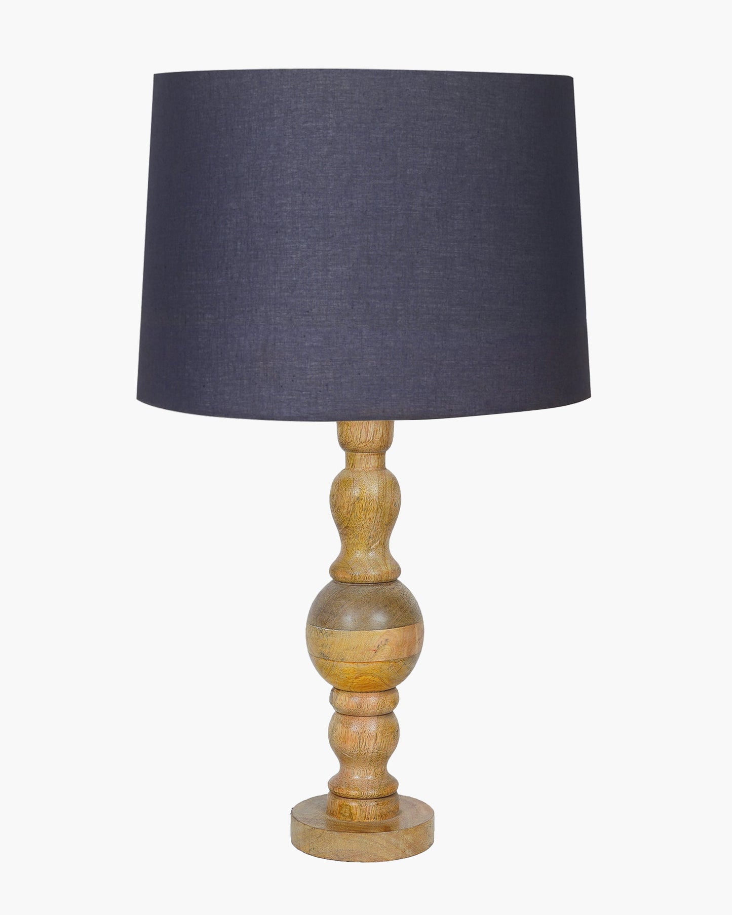 Industrial Wood Bubble Bedside Table Lamp, farmhouse Living Room Light, Khadi Drum Shade