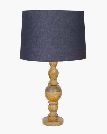Industrial Wood Bubble Bedside Table Lamp, farmhouse Living Room Light, Khadi Drum Shade