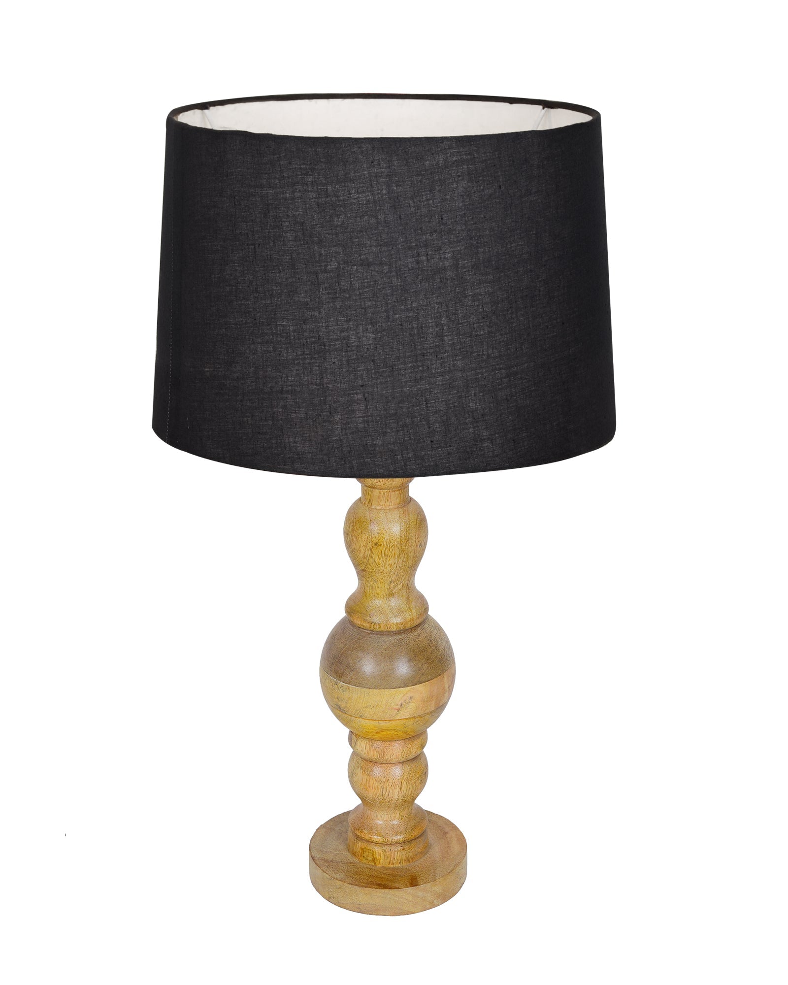 Industrial Wood Bubble Bedside Table Lamp, farmhouse Living Room Light, Khadi Drum Shade
