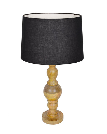 Industrial Wood Bubble Bedside Table Lamp, farmhouse Living Room Light, Khadi Drum Shade