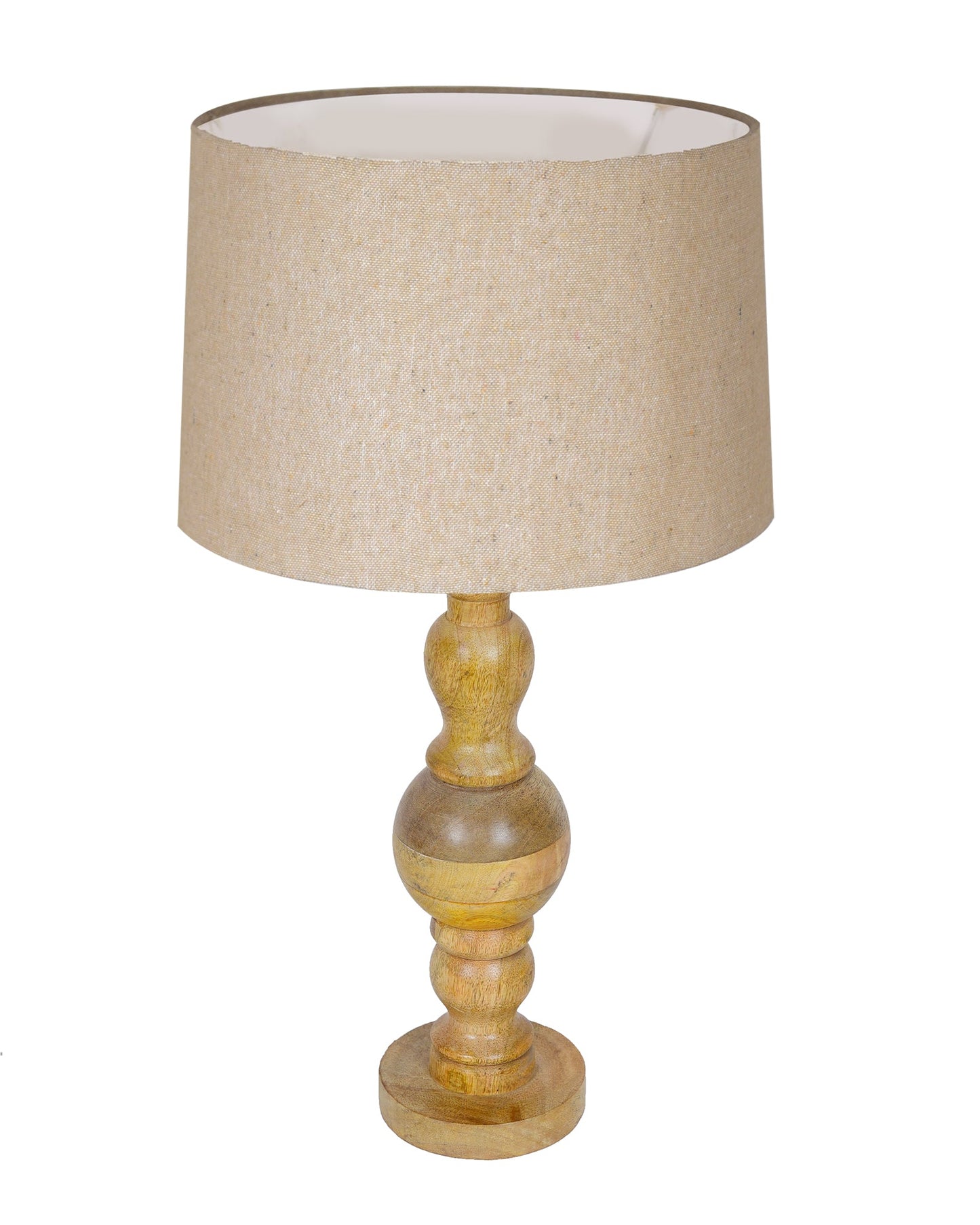 Industrial Wood Bubble Bedside Table Lamp, farmhouse Living Room Light, Khadi Drum Shade