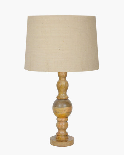 Industrial Wood Bubble Bedside Table Lamp, farmhouse Living Room Light, Khadi Drum Shade