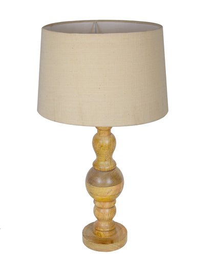 Industrial Wood Bubble Bedside Table Lamp, farmhouse Living Room Light, Khadi Drum Shade