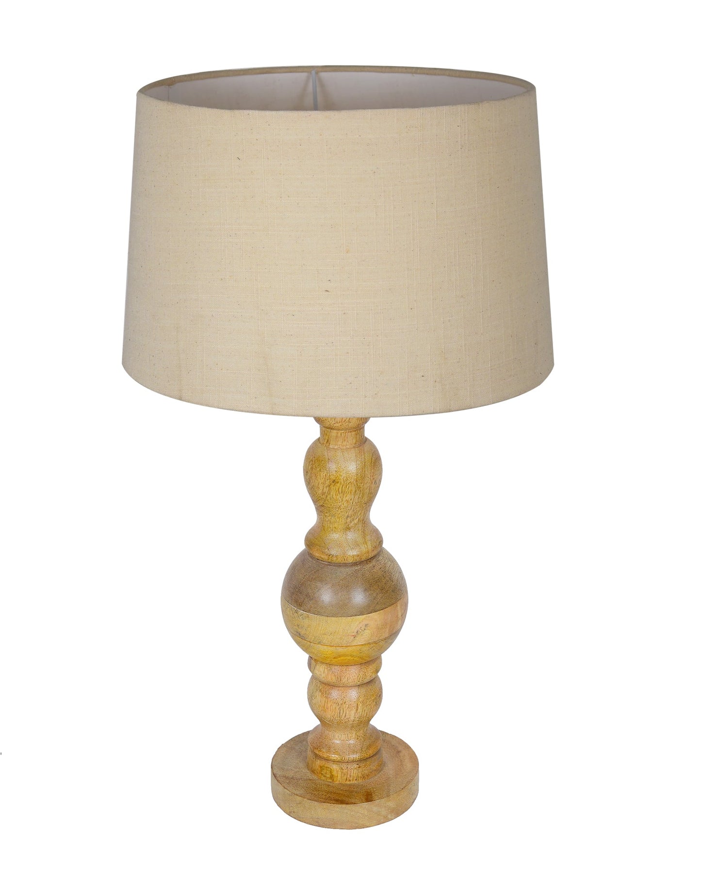 Industrial Wood Bubble Bedside Table Lamp, farmhouse Living Room Light, Khadi Drum Shade