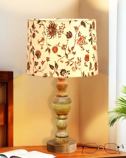 Industrial Wood Bubble Bedside Table Lamp, farmhouse Living Room Light, Khadi Drum Shade