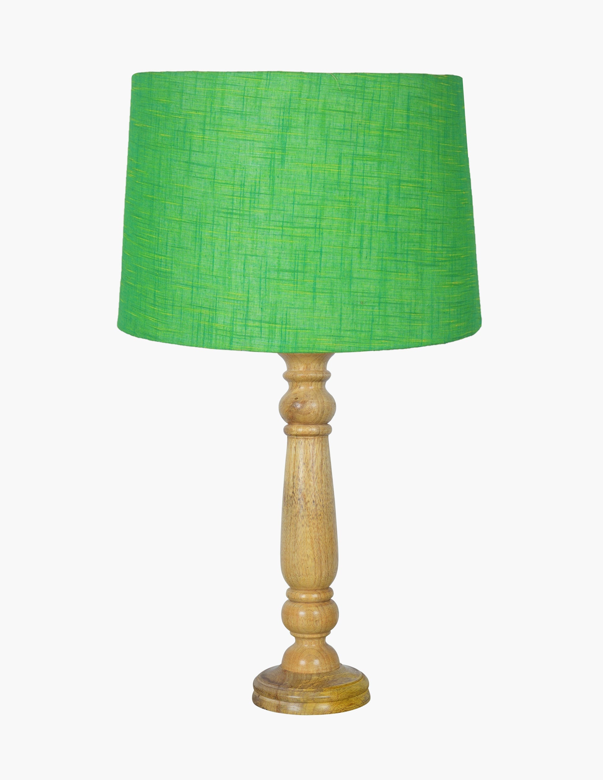 Mable Rustic Wood Table Lamp, Industrial Bedside Living Room Light, Khadi Drum Shade